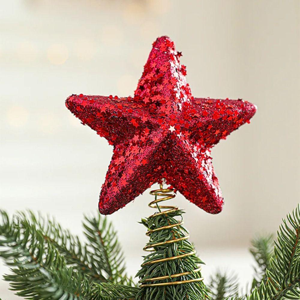 Shiny Christmas Tree Topper Decoration Unique Pentagram Decoration New Year Party