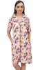 Bimba Women's Peach Sleepshirt Short Sleeve Floral Print Nightwear With Pockets -