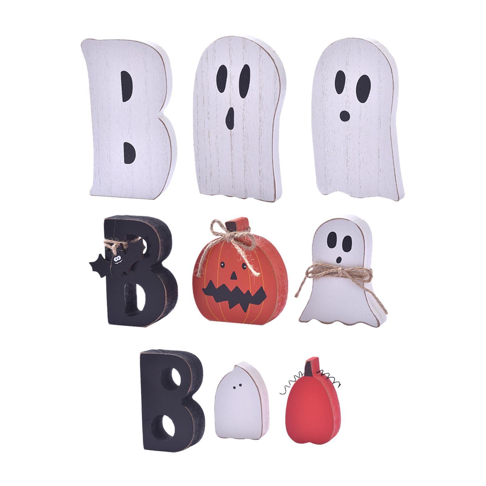 

3x Wooden Ghost Decoration Wooden Tiered Tray Decor Party Tabletop Centerpieces S