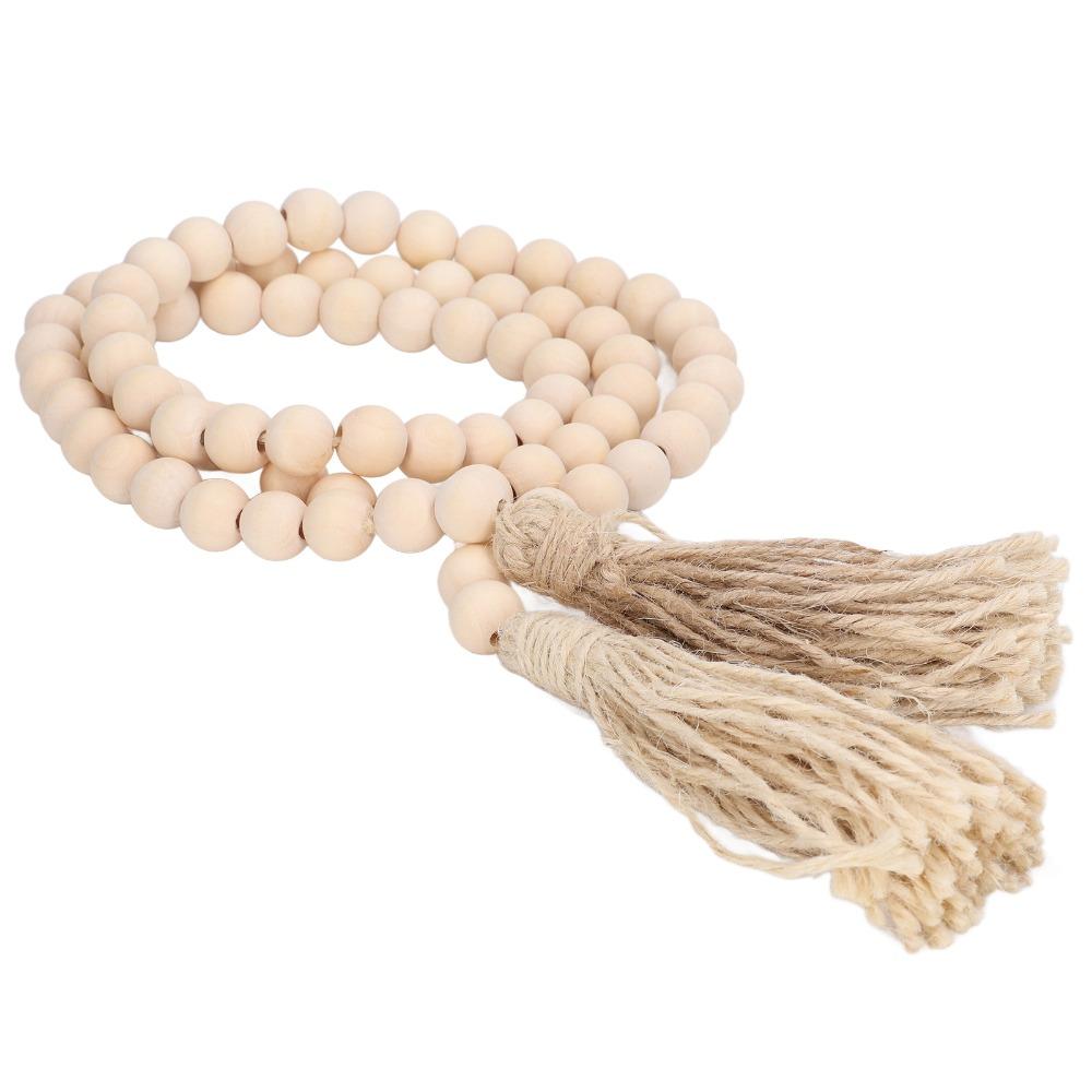 With Tassels Wood Bead Garland 57.87in Boho Wall Hanging Decor Decorative Beads For Coffee Table