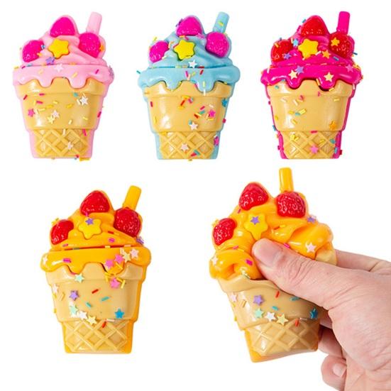 Ice Cream Cone Squeeze Toy Simulated Ice Cream Fidget Toy Soft Stretchy Anxiety Stress Relief Fake Food Sensory Toy