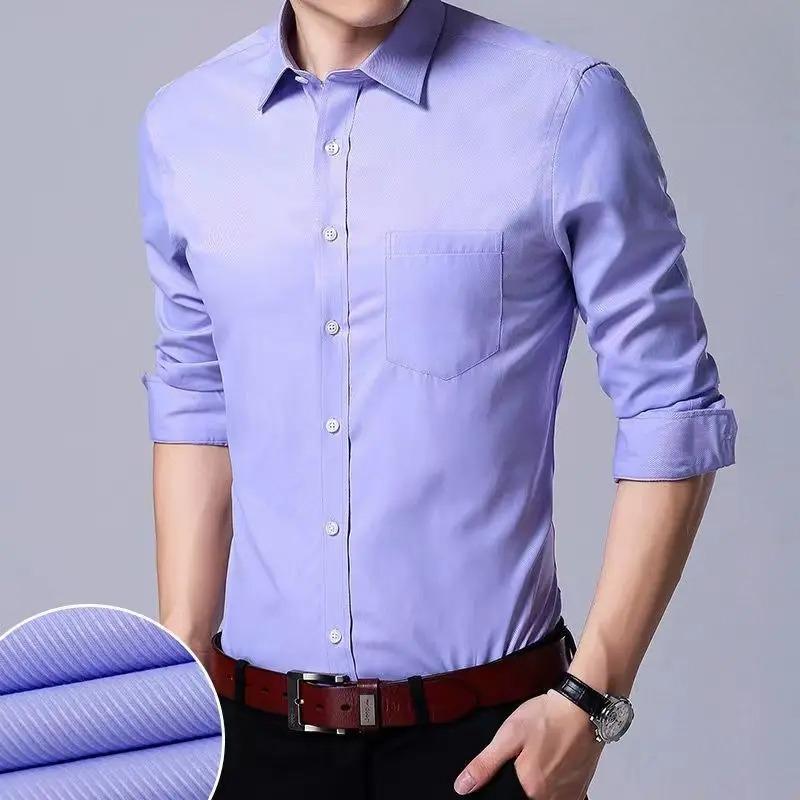 

Plus Large Size 9XL Slim Fit Men s Business Long Sleeved Shirt Black Casual Work Regular Classic Male Social Dress Shirts 44