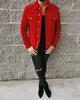 Designer Party Red Lambskin Jacket Handmade Suede Men Genuine Leather Stylish