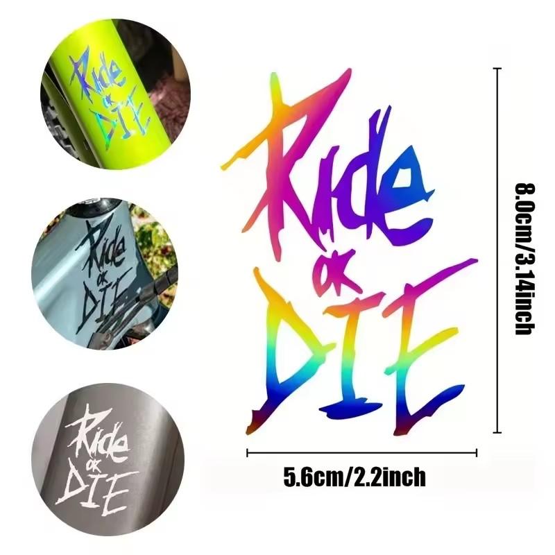 5.6 X 8 Cm Bike Frame Stickers Ride or Die Top Tube Decals for MTB Bicycle Decorative Frame Bike Auto Motorcycle Accessories
