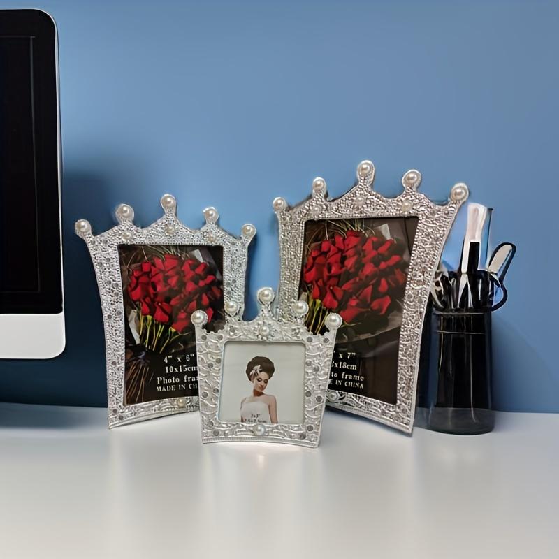 Display de mesa emoldurado 5x7 com decoração de diamantes cravejados de pérolas para uso em vestidos de casamento, casamentos, Dia das Mães e Dia dos Namorados