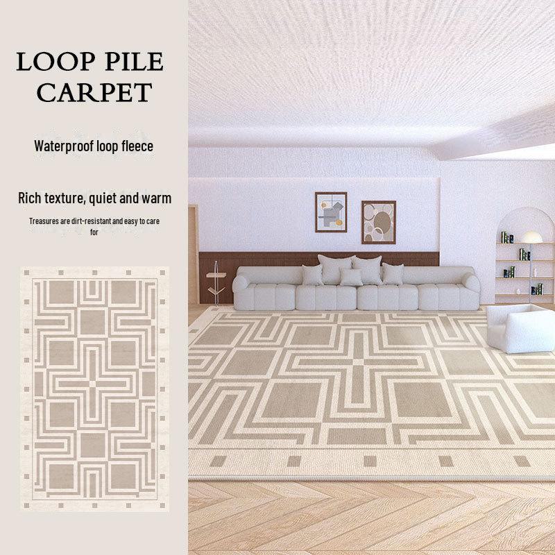 High-Grade Cream Loop Velvet Carpet: Non-Slip Living Room, Bedroom, Sofa, Coffee Table Mat