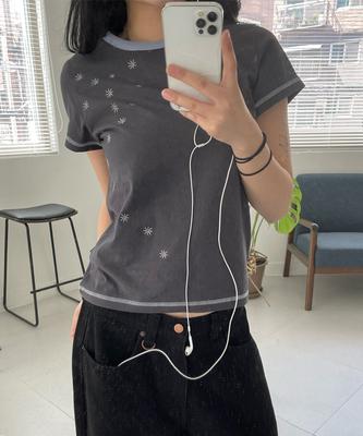 URBANSTOFF Milky Way Embroidery Tee (Charcoal)