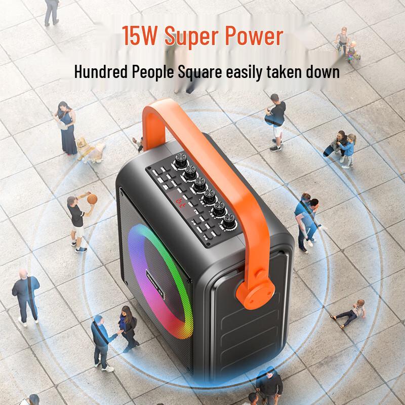 Newsmy K509 Outdoor Portable Karaoke Speaker with Dual Wireless Microphones CN plug (adapter included) (CN version)