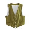 Fashion Style Fall and Winter New Women's Temperament Wild Slim Looking Linen Blended Sleeveless Vest Waistcoat 2010711 832
