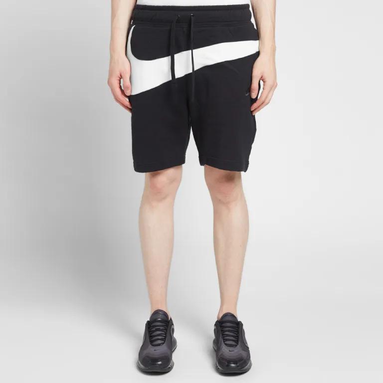 Nike Big Swoosh Retro Logo Print Lace-Up Casual Shorts Men shorts Black AR3161-010