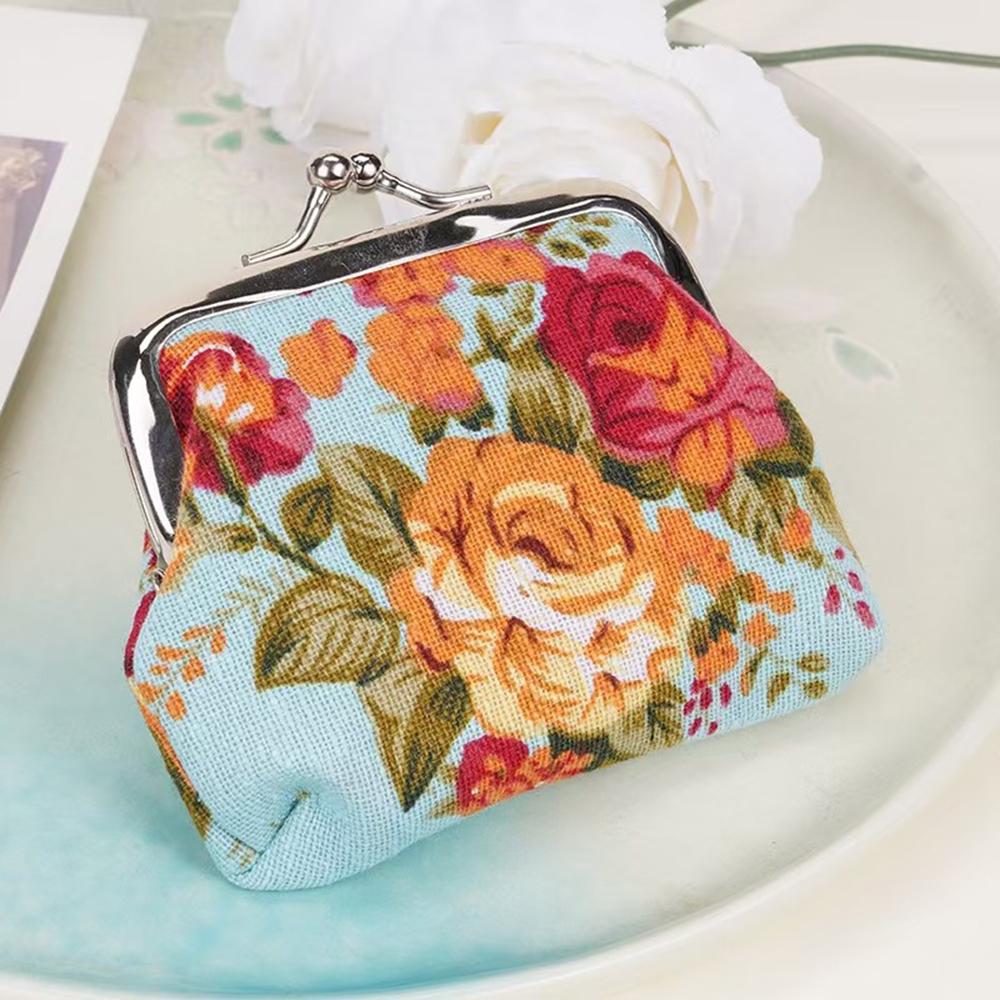 

1pc Kiss Lock Coin Purse Fashion Rose Partern Change Wallets Women Girls Mini Money Bag Children Zipper Pouch Key Holder озеро синього кольору