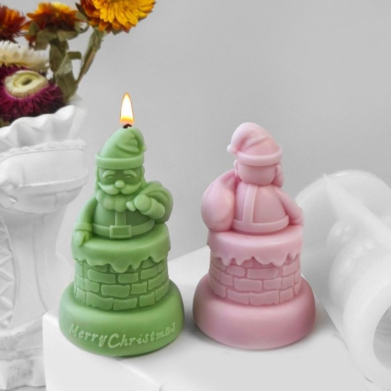 Festive Santa Claus Scented Candle Mould Festival Santa Claus Scented Candle Silicone Mold for DIY Crafts Workshops
