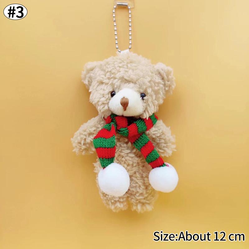 Cute Bear Xmas Bag Hanging Pendent Handmade New Year Creative Christmas Eve Party Gift Plush Bear Christmas Tree Keychain Decor