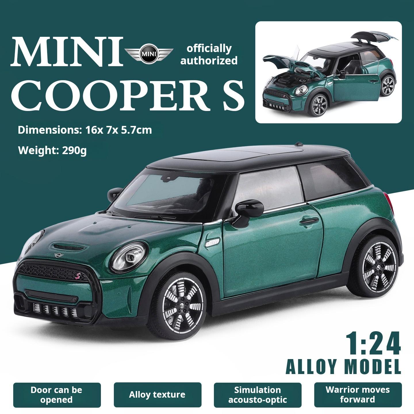 1:Maßstab 1:24 Mini Cooper S Klassische Version Retro Britischer Kompaktwagen Exquisites Legierungs-Druckgussmodell Spielzeug für Jungen & Schreibtischdekoration gray