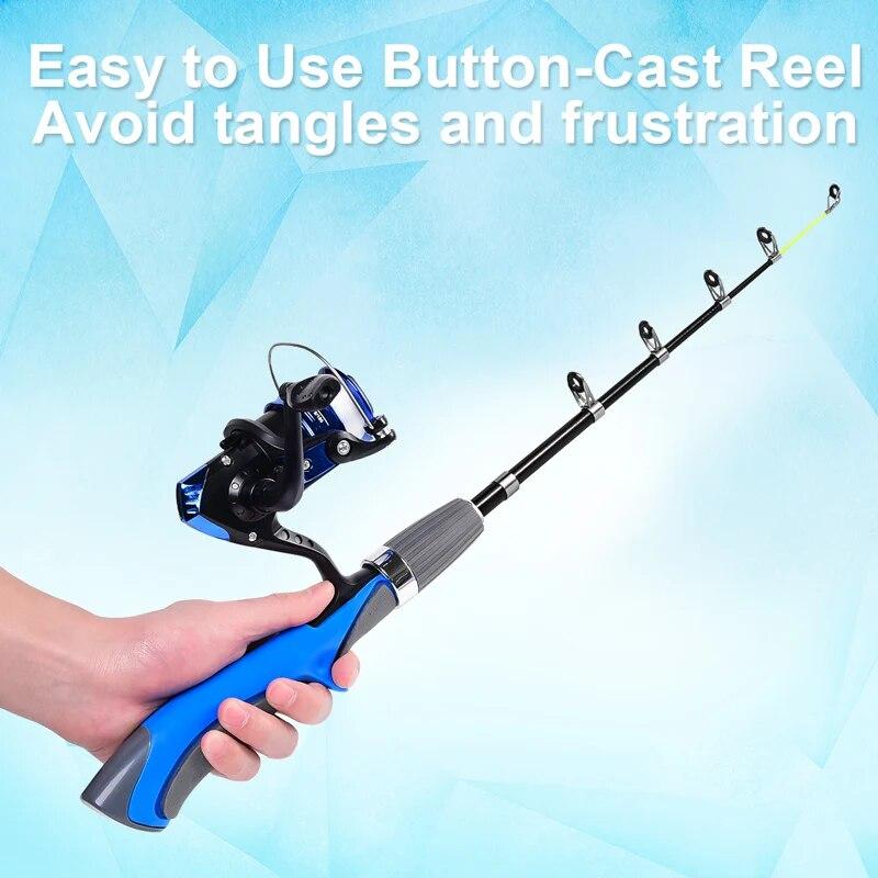 Kid's Carbon Fiber Rod Superhard Boat 1.2m/1.4m Ice Fly Lure Fishing Rod With High Quality Fishing Reel Fishing Tackle Set