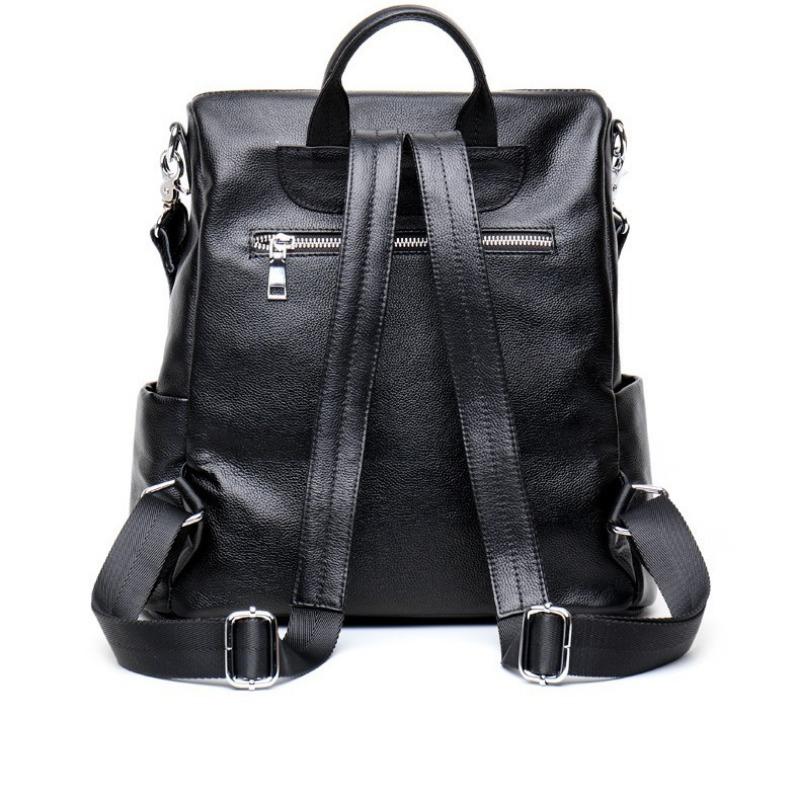 Genuine Leather Women's Bag Personality Riveted Cowhide Bag Fashion Everything Backpack Large Capacity Backpack