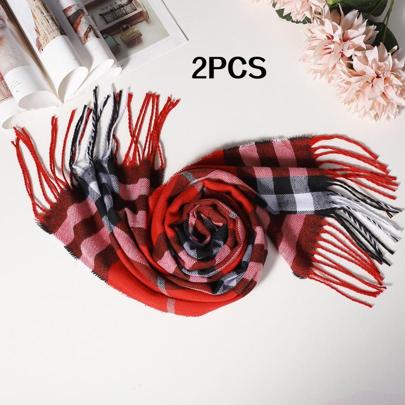 1/2 Bao Baige Roter Schal Herbst- und Winterstil Herren-Paar Warmer Schal Modischer Britischer Karoschal aus Imitationskaschmir