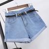Retro Jeans Damen Sommer High Waist Aufgerollte Denim Jeansshorts mit Taschen Übergröße Shorts