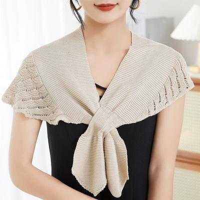 Ice Silk Fishtail Shawl for Women - Celebrity Style, Shoulder-Length Scarf, Neck Protection for Spring/Summer, Ideal for Air-Conditioned Rooms.