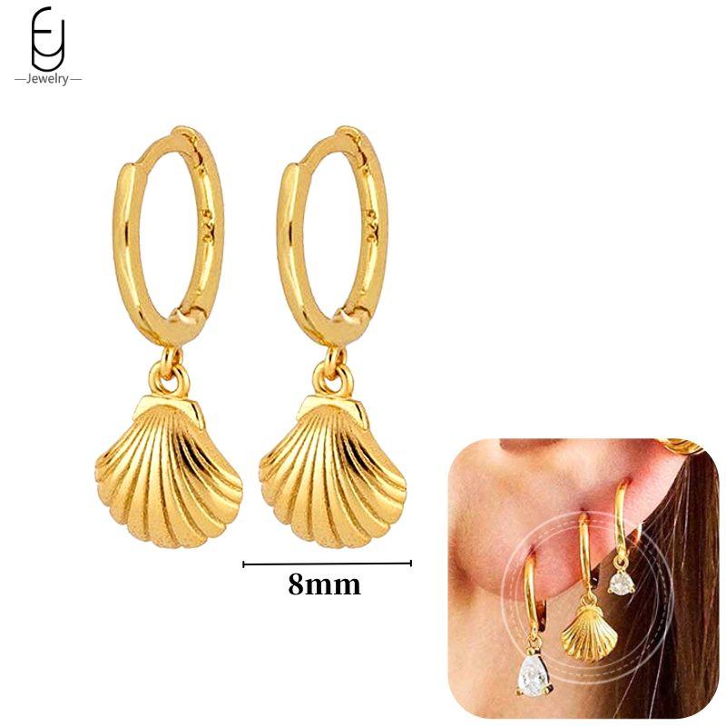 925 Silver Needle Cute Starfish/Shrimp Pendant Earrings Red Chili/ Star Enamel Gold Earrings For Women Fashion Jewelry