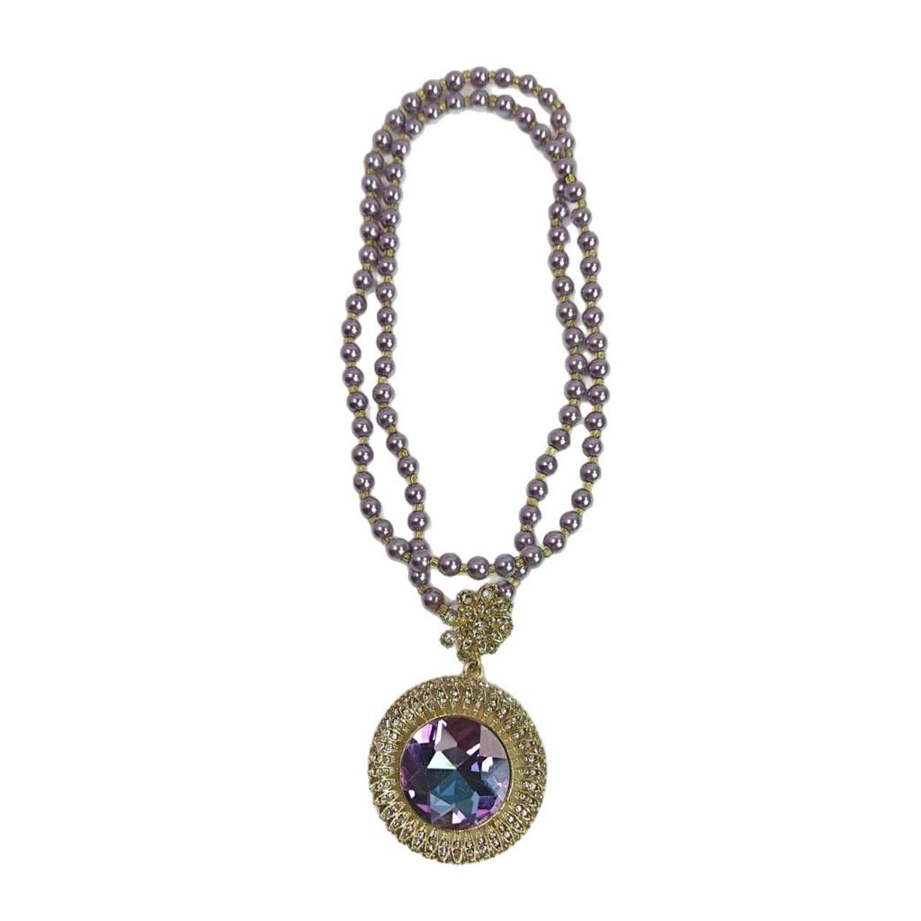 Purple Pearl Long Necklace for Women: Luxurious Fall/Winter Accessory for Sweaters, Cheongsams, and More.