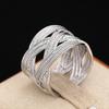 Huitan Metal  Color Wide Band Cross Rings Opening Adjustable Rings for Women Daily Wear Modern Fashion Girls Accessories