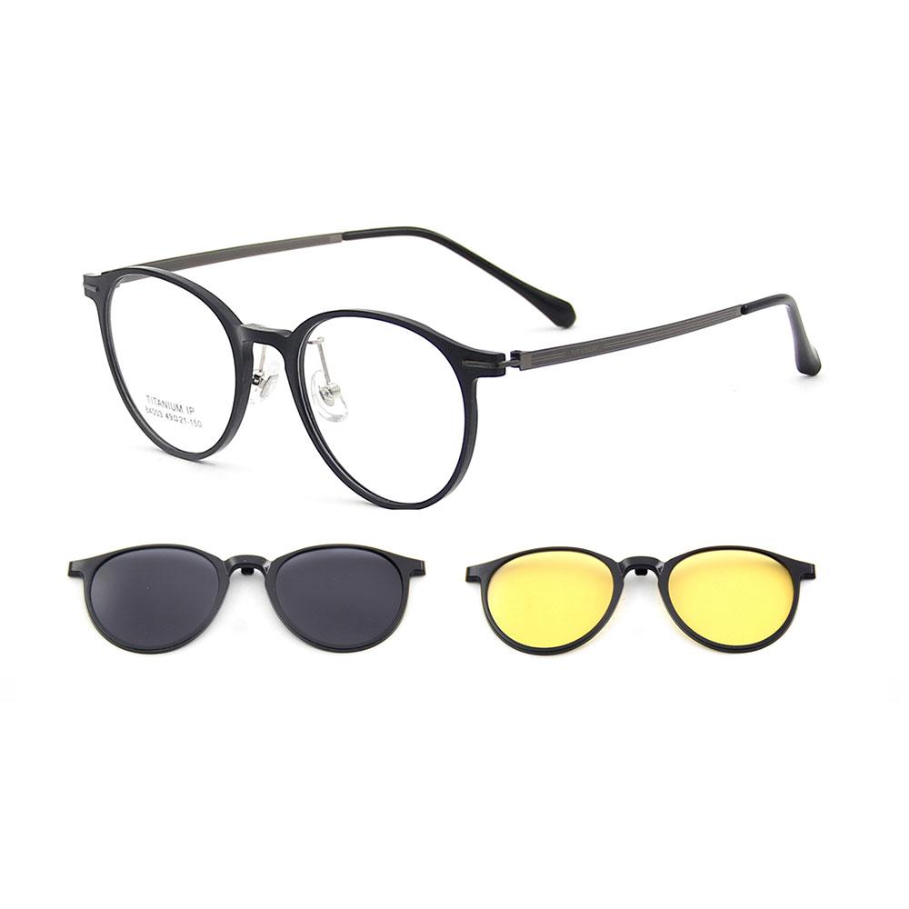 

3-in-1 Ultralight TR90 Round Women s Polarized Clip-On Sunglasses & Night Vision Titanium Legs Glasses Frames for Daily Fashion