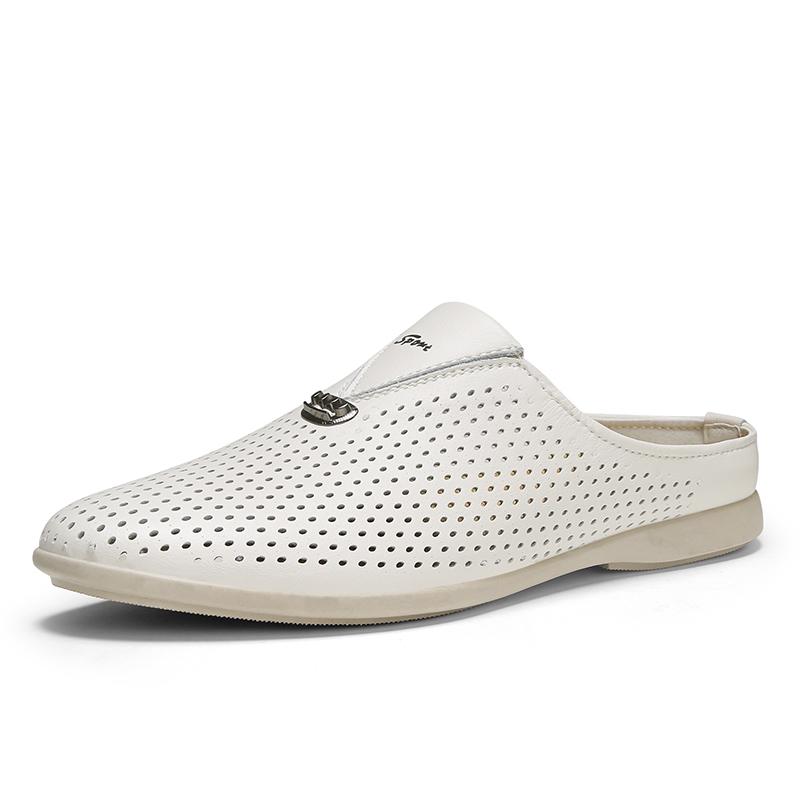 

Крутые летние туфли Muller, мужские дышащие туфли для ходьбы на открытом воздухе, мужские нескользящие полутапочки, открытая обувь для отдыха и прогулок 44 белый