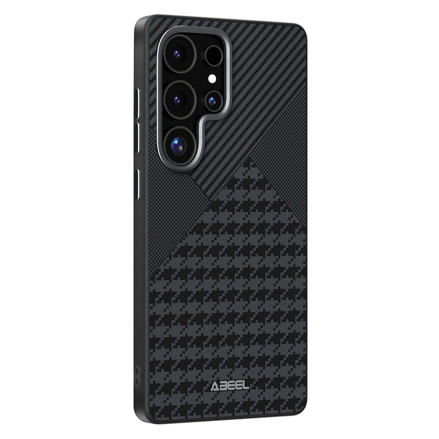 

ABEEL Чехол для Samsung Galaxy S25 Ultra, совместимый с MagSafe, микро-тиснение, ПК, ТПУ, алюминиевый сплав, кожаный чехол для телефона A