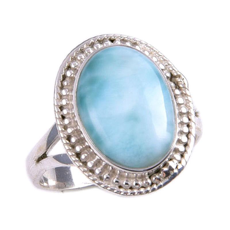 Natural Republic Larimar Gemstone 925 Sterling Silver Jewelry Ring Size 7.5 d6R72