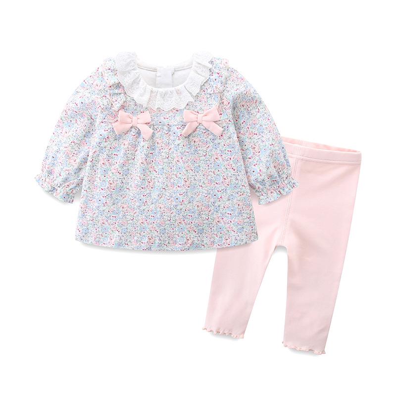 Sweet Floral Two-Piece Set: Baby Girls' Long Sleeve Outfit for Autumn/Spring 2025