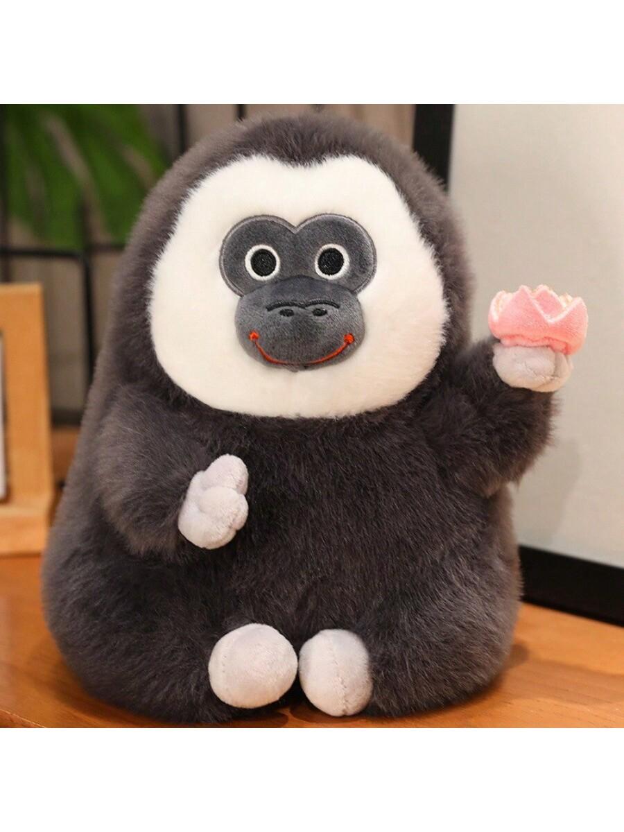 

Милая обезьянка, плюшевая игрушка, кукла, держащая цветок лотоса, забавное животное для домашнего декора, мягкая хлопковая игрушка, подарки на день рождения