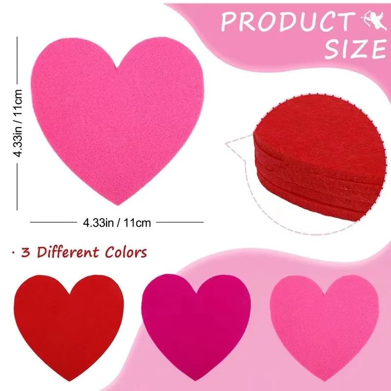 10pcs Valentine's Day Cup Mats Set Felt Love Theme Coaster Tableware Knife Fork Mat Set Romantic Party Decor Wedding Decoration