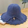 Collapsible Summer Hat for Women Beach Outdoor Straw Hat Large Brim Sunshade Bow Sun Hat