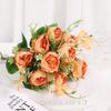 Green Aloes 2pcs Orange Horn Rose Peonies Bouquet Artificial Flowers Simulation Perfume Peony Silk Fake Flower Office Decoration