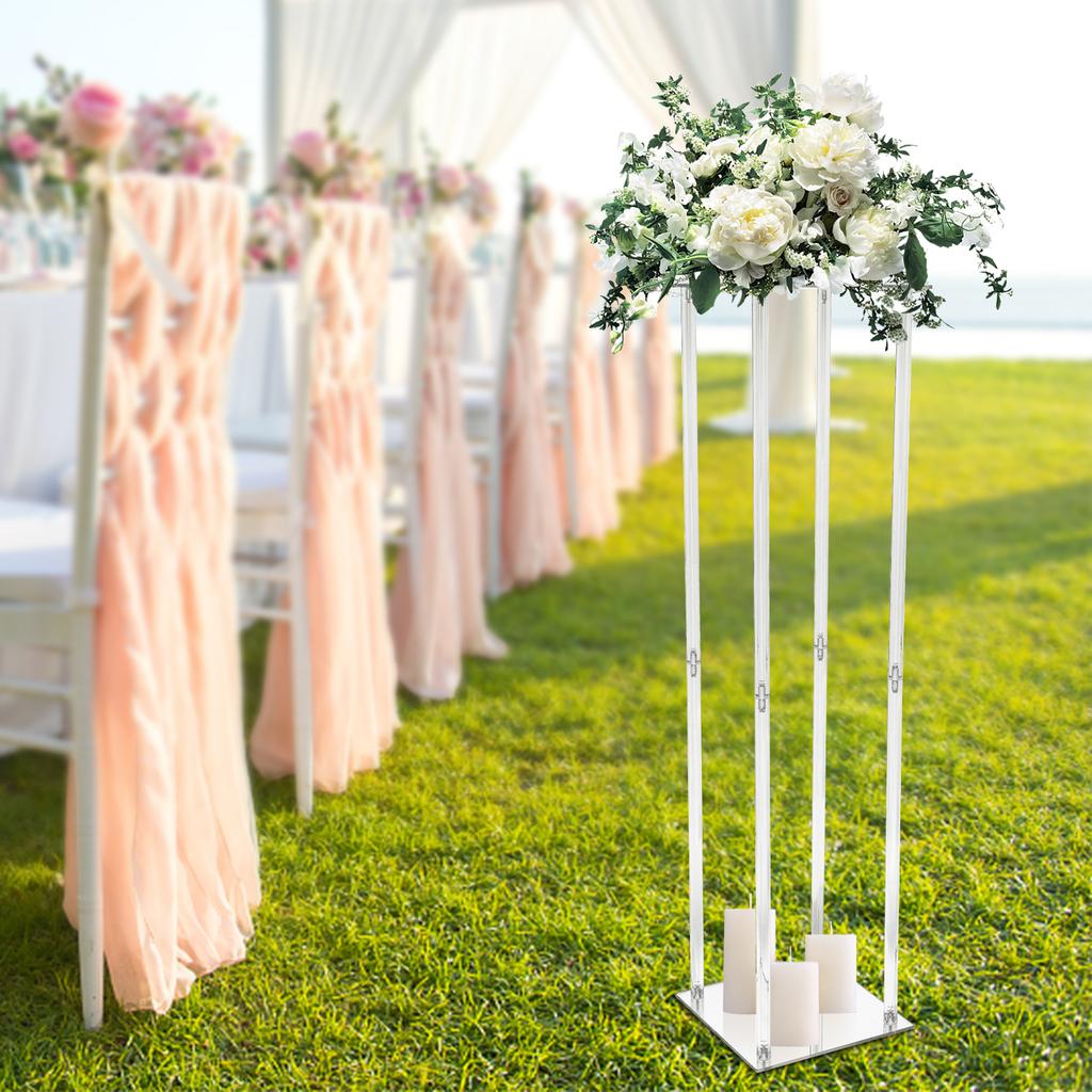 100cm Acrylic Flower Stand, 25x25x100cm Wedding Geometric Flower Vase Column, Modern Rectangular Table Centerpiece for Wedding