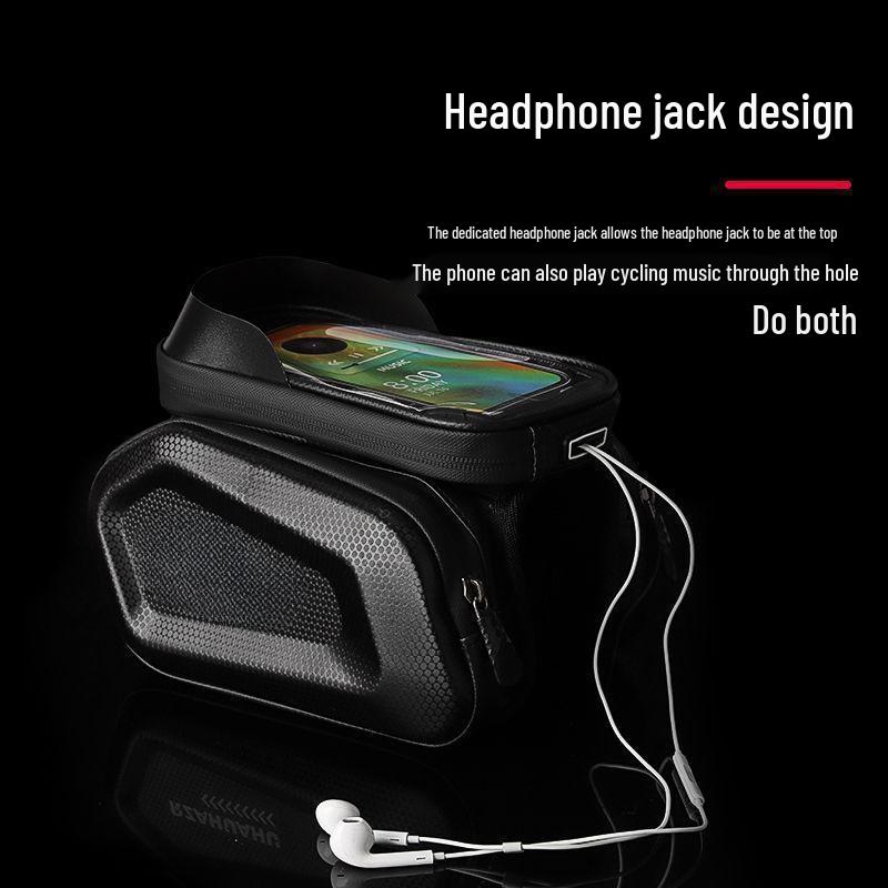 Waterproof Bicycle Top Tube Bag with Mobile Phone Holder and Saddle Storage