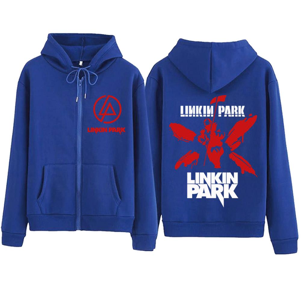 Classic Linkin-Park Graphic Print Hooded Men Women Y2k Zipper Hoodies Oversized Casual Sweatshirt  Zip Up Jacket