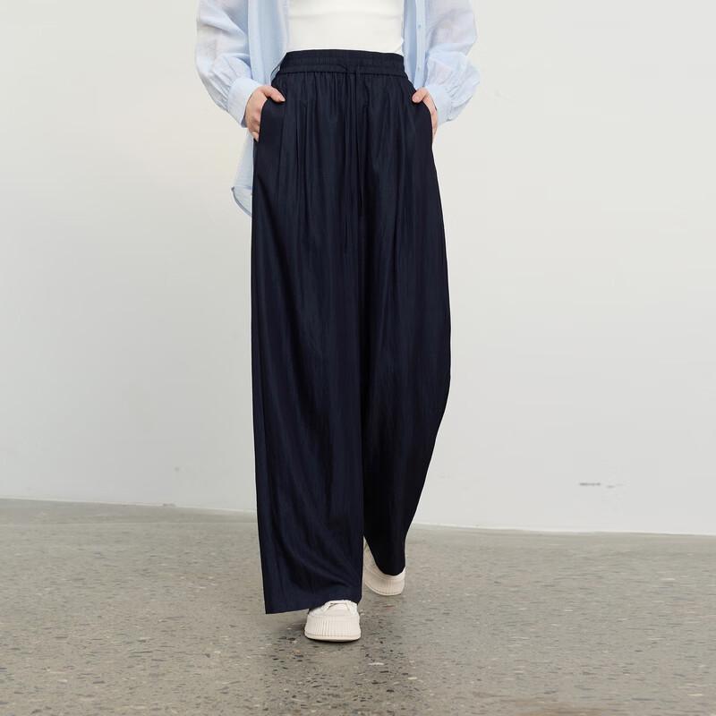 Sancai 2026 Spring High-Waist Air-Feel Wide-Leg Casual Pants