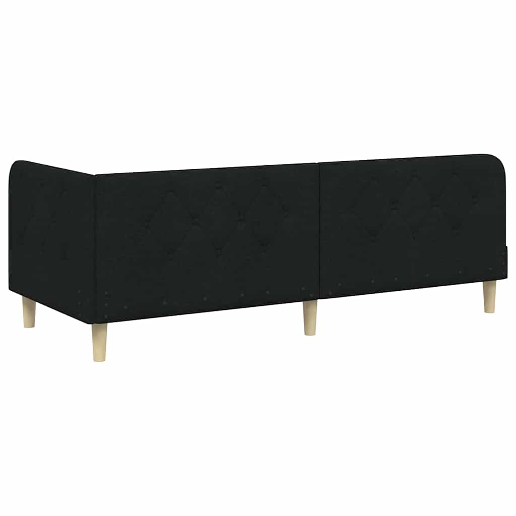 Corner Bed Frame Black 80 X 200 Cm Fabric