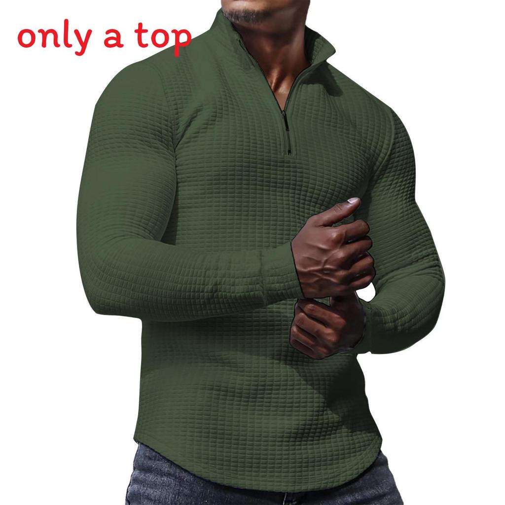 Mens Spring Autumn Plaid Sweatshirt With Stand Collar And Zipper For Casual Wear