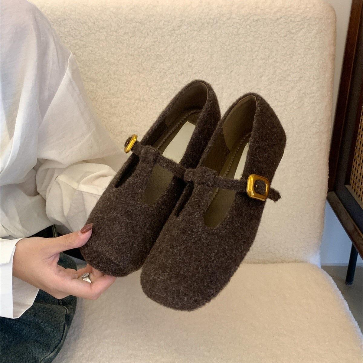 

Туфли Мэри Джейн в стиле ретро с квадратной головкой, легкие женские осенние французские балетки, туфли-лодочки с квадратной головкой и мягкой подошвой, вечерние туфли 40 темно-коричневого