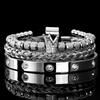 Micro-inlaid zircon crown bracelet set European and American trend diamond-inlaid titanium steel