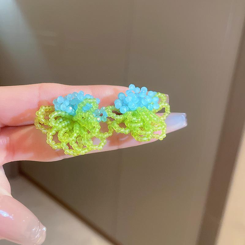 Dopamine Geometry Element Ring Earrings Women's Round Face Explosion Premium Sense Earrings Niche Design Stud Earrings Sweet Earrings