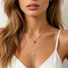 18K Goldplattiertes Y-förmiges Lariat Halskette für Damen Blaue Türkische Böse Augen Lange Kette Halskette Edelstahl Schmuck Geschenke