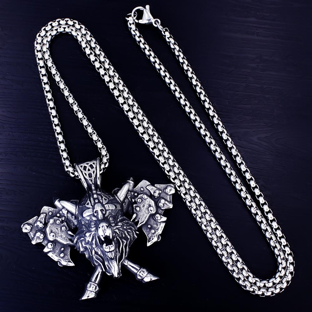 Necklace Retro Men's Ax Armor Viking Odin War  Pendant
