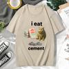 Funny I Eat Cement Cat Cringey T Shirt Meme T-shirt Cartoon Fashion Oversized Short Sleeves Tee Shirt Men Women Cotton Tops