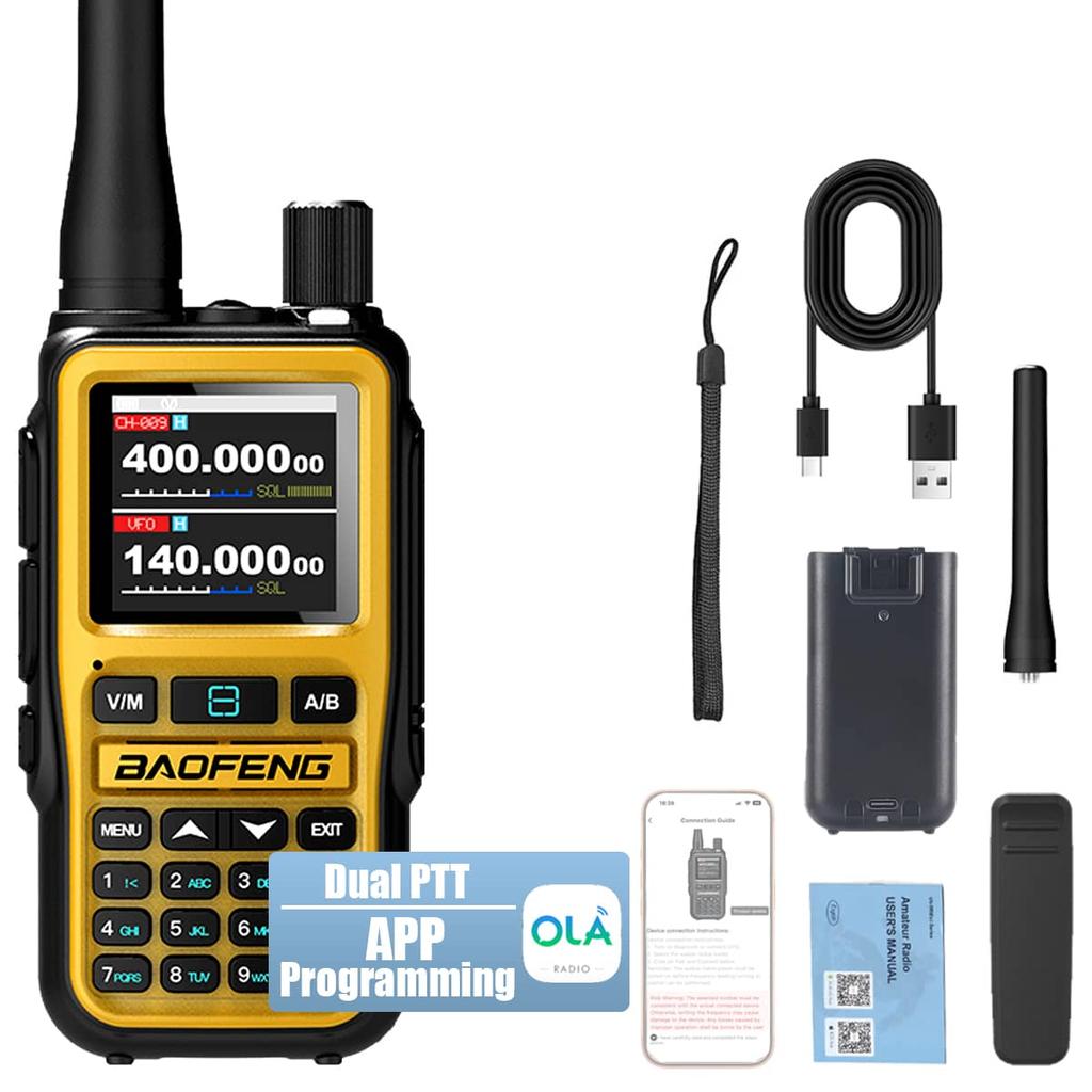 Twin Pack Baofeng UV-5R Mini 5W Radios | Bluetooth Channel Sync + NOAA Storm Reports | Type-C Rechargeable for Emergencies