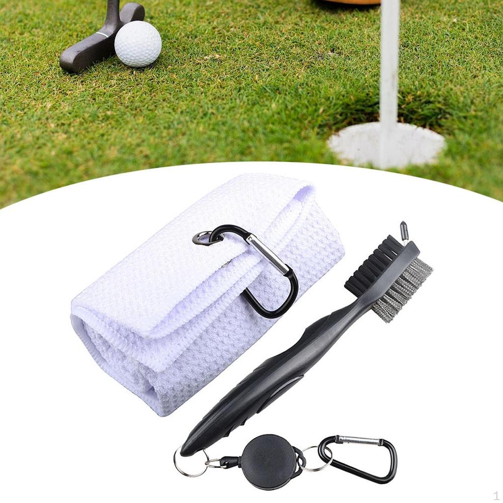 Double Sided Golf Club Brush Towel, Cleaning Tool Microfiber Towel