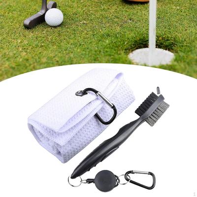 Double Sided Golf Club Brush Towel, Cleaning Tool Microfiber Towel